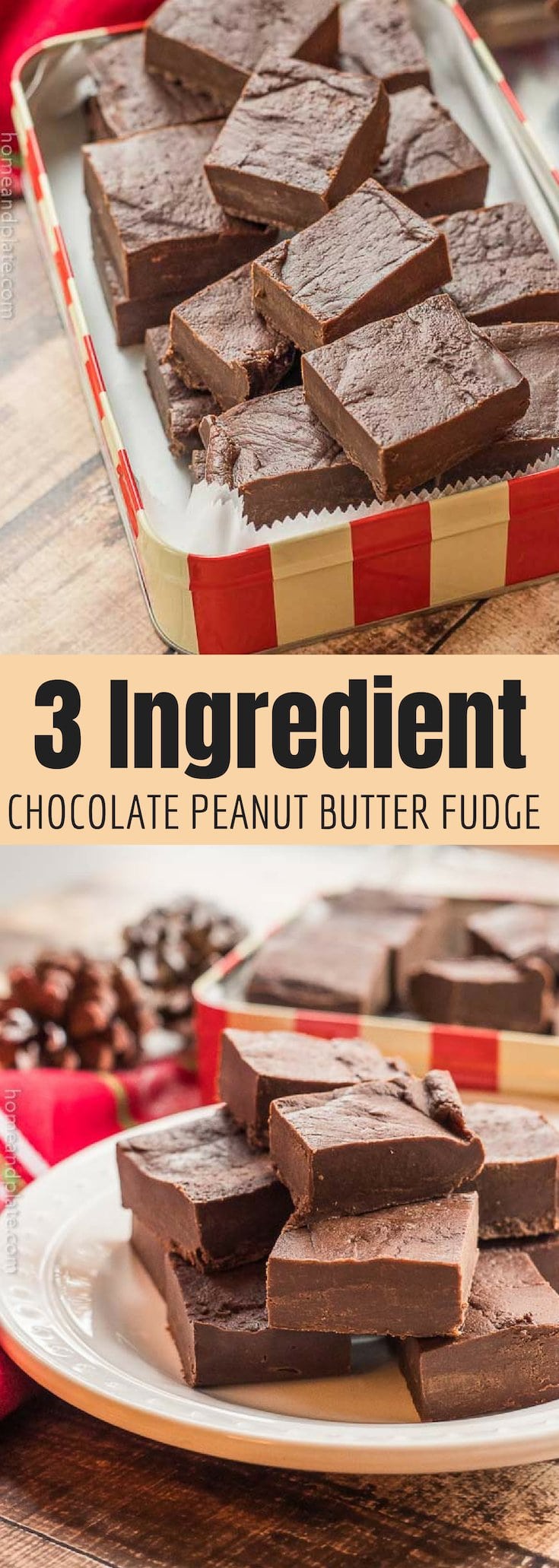 Easy Chocolate Peanut Butter Fudge Recipe, image size:735x2062